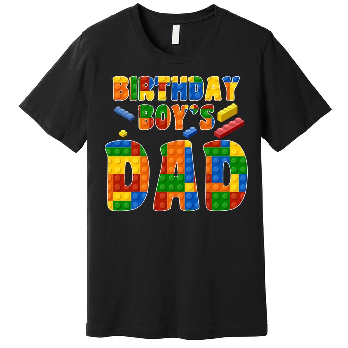 Birthday Boy's Dad Building Blocks Premium T-Shirt