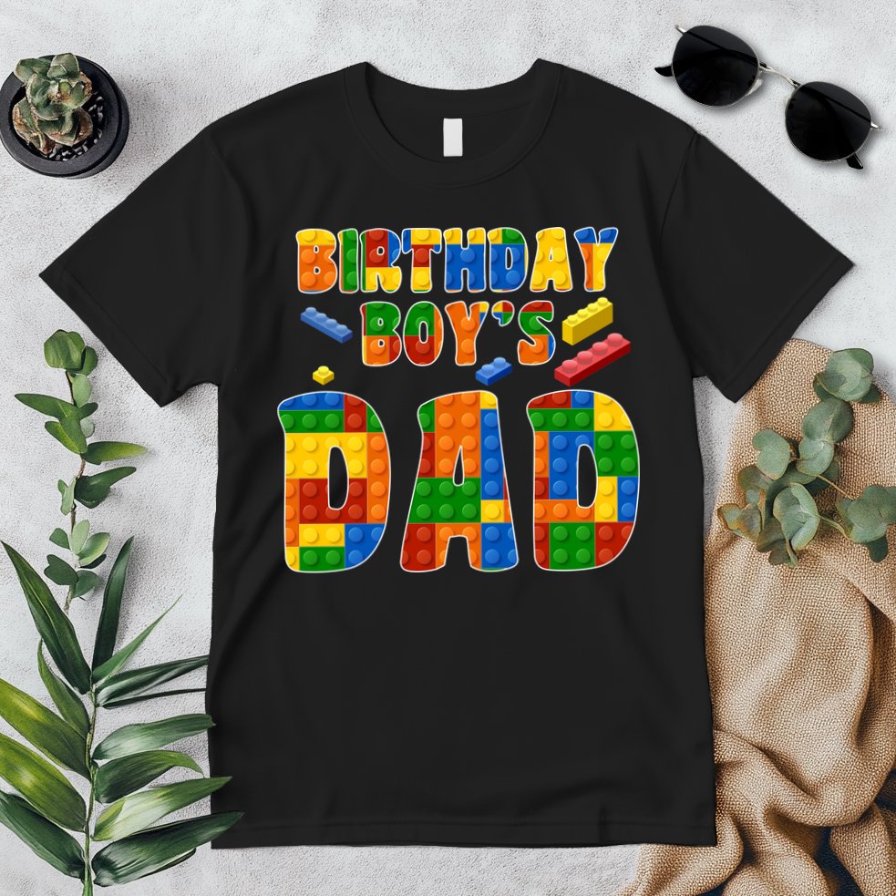 Birthday Boy's Dad Building Blocks Premium T-Shirt