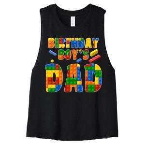 Birthday Boy's Dad Building Blocks Women's Racerback Cropped Tank