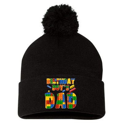 Birthday Boy's Dad Building Blocks Pom Pom 12in Knit Beanie