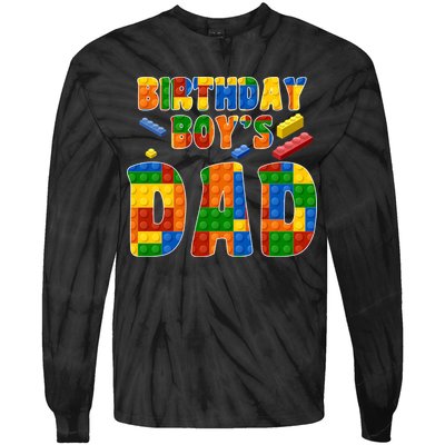 Birthday Boy's Dad Building Blocks Tie-Dye Long Sleeve Shirt