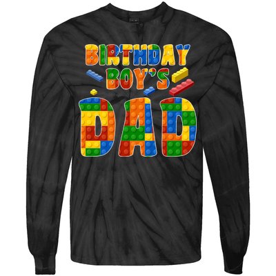 Birthday Boy's Dad Building Blocks Tie-Dye Long Sleeve Shirt