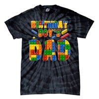 Birthday Boy's Dad Building Blocks Tie-Dye T-Shirt