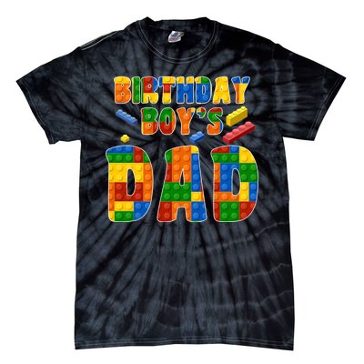 Birthday Boy's Dad Building Blocks Tie-Dye T-Shirt