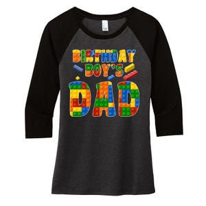 Birthday Boy's Dad Building Blocks Women's Tri-Blend 3/4-Sleeve Raglan Shirt