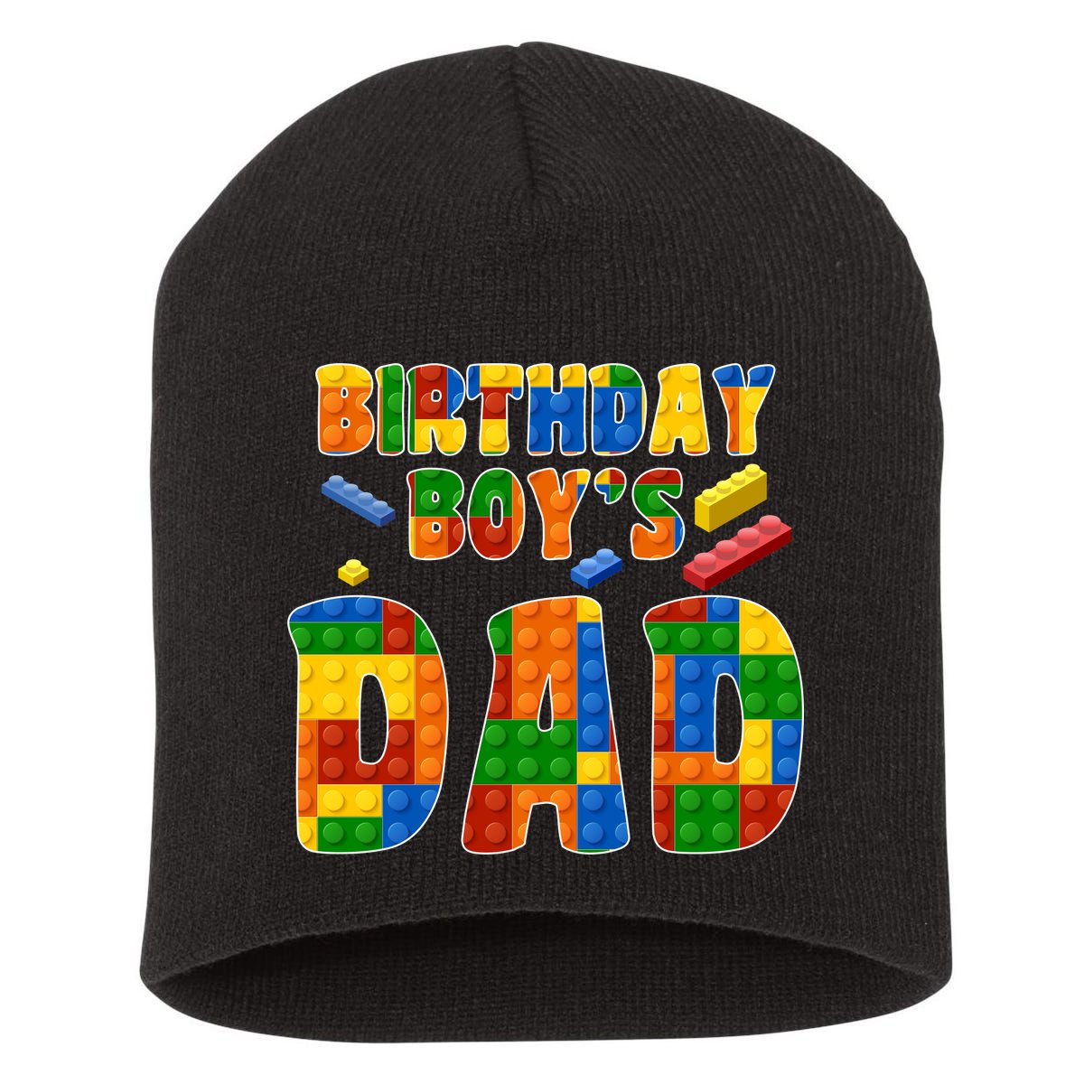 Birthday Boy's Dad Building Blocks Short Acrylic Beanie