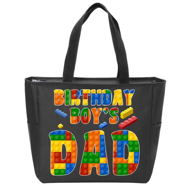 Birthday Boy's Dad Building Blocks Zip Tote Bag