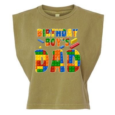 Birthday Boy's Dad Building Blocks Garment-Dyed Women's Muscle Tee