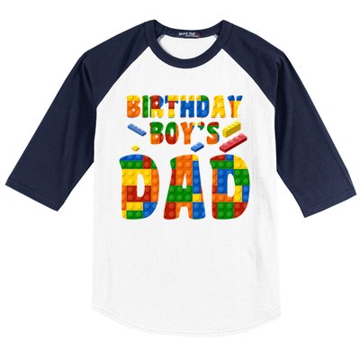 Birthday Boy's Dad Building Blocks Baseball Sleeve Shirt