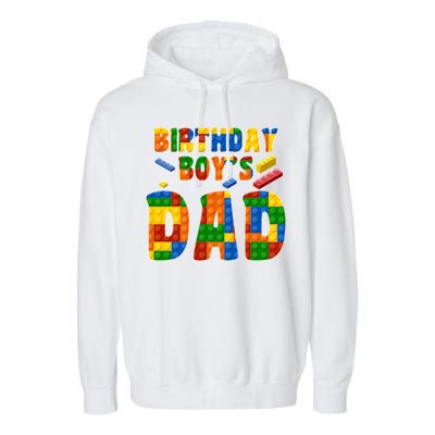 Birthday Boy's Dad Building Blocks Garment-Dyed Fleece Hoodie