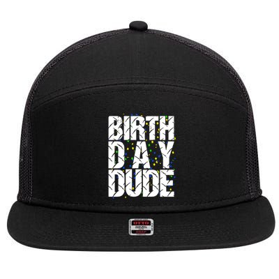 Birthday Dude With Confetti 7 Panel Mesh Trucker Snapback Hat