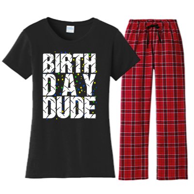 Birthday Dude With Confetti Women's Flannel Pajama Set