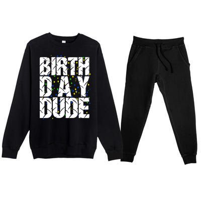 Birthday Dude With Confetti Premium Crewneck Sweatsuit Set