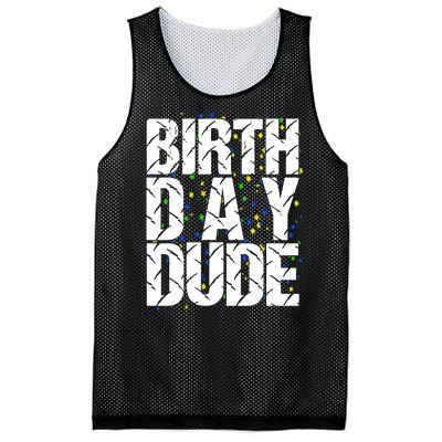 Birthday Dude With Confetti Mesh Reversible Basketball Jersey Tank