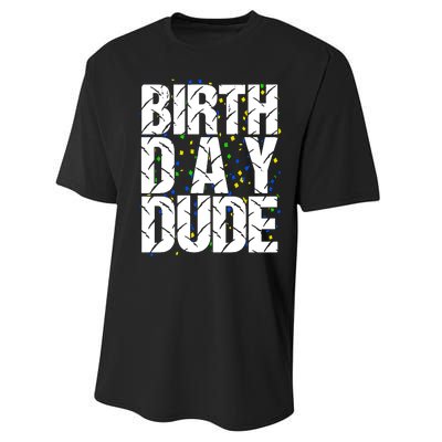 Birthday Dude With Confetti Performance Sprint T-Shirt