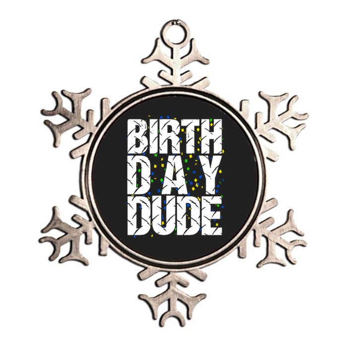 Birthday Dude With Confetti Metallic Star Ornament