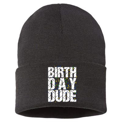 Birthday Dude With Confetti Sustainable Knit Beanie