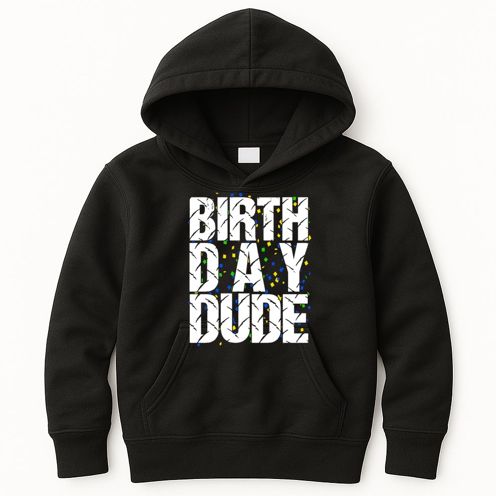 Birthday Dude With Confetti Kids Hoodie