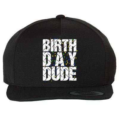 Birthday Dude With Confetti Wool Snapback Cap