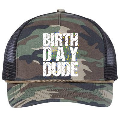 Birthday Dude With Confetti Retro Rope Trucker Hat Cap