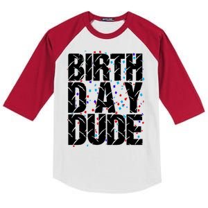 Birthday Dude With Confetti Kids Colorblock Raglan Jersey