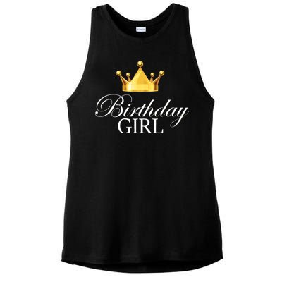 Birthday Girl Queen Crown Limited Edition Ladies PosiCharge Tri-Blend Wicking Tank