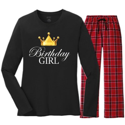 Birthday Girl Queen Crown Limited Edition Women's Long Sleeve Flannel Pajama Set 