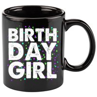 Birthday Girl With Confetti 11oz C Handle Ceramic Mug