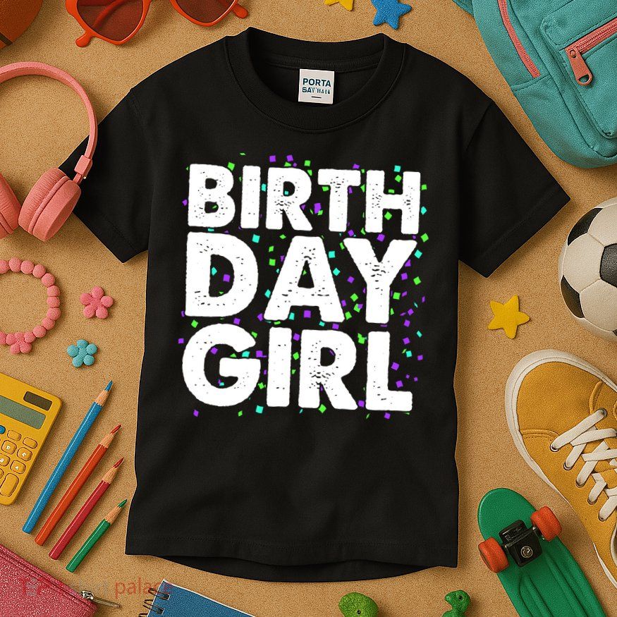 Birthday Girl With Confetti Kids T-Shirt