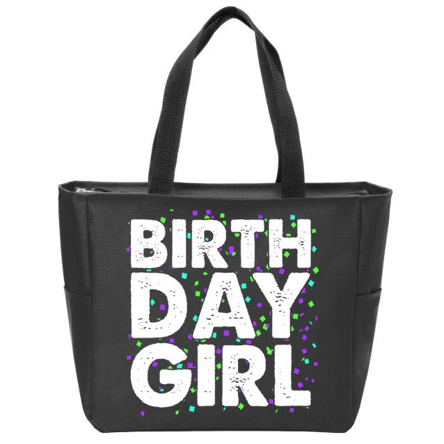 Birthday Girl With Confetti Zip Tote Bag