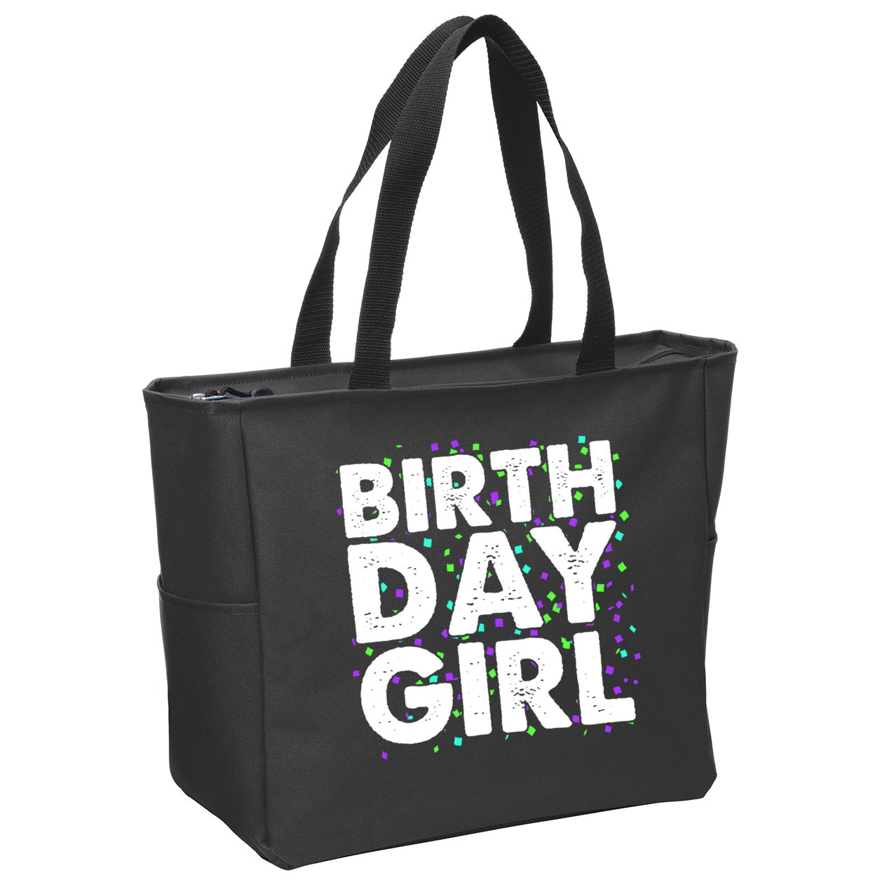 Birthday Girl With Confetti Zip Tote Bag