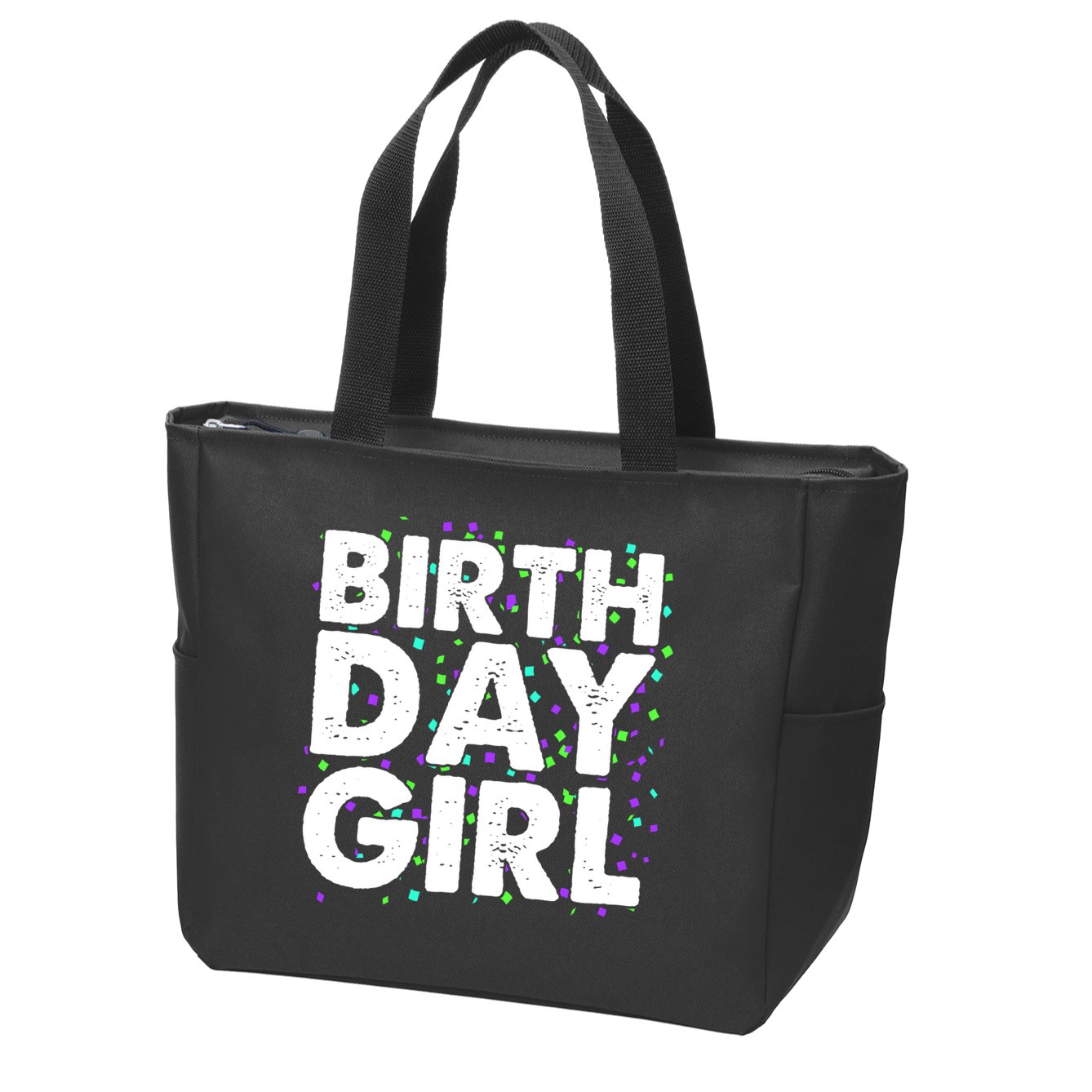 Birthday Girl With Confetti Zip Tote Bag