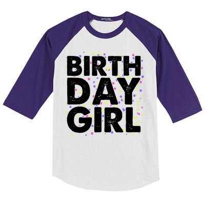 Birthday Girl With Confetti Kids Colorblock Raglan Jersey