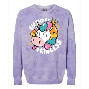 Birthday Princess Unicorn Colorblast Crewneck Sweatshirt