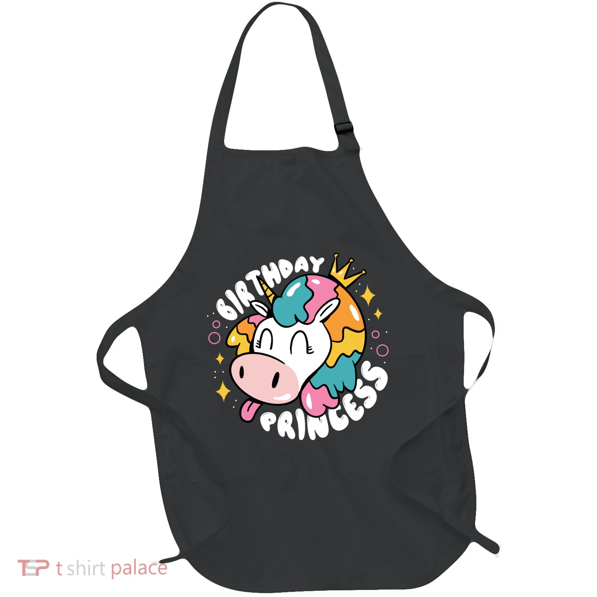 Birthday Princess Unicorn Full-Length Apron With Pockets