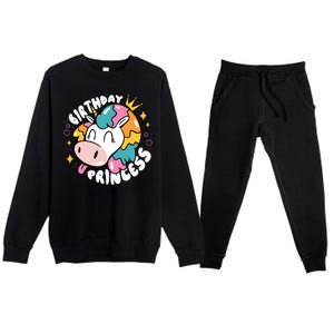 Birthday Princess Unicorn Premium Crewneck Sweatsuit Set