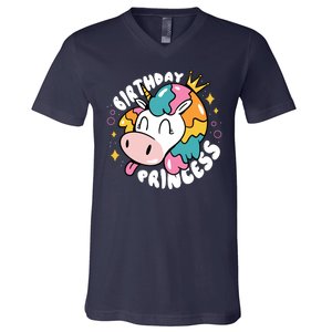 Birthday Princess Unicorn V-Neck T-Shirt