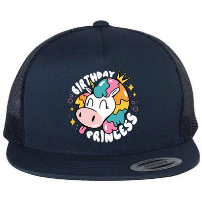 Birthday Princess Unicorn Flat Bill Trucker Hat