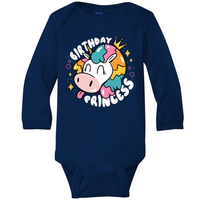 Birthday Princess Unicorn Baby Long Sleeve Bodysuit