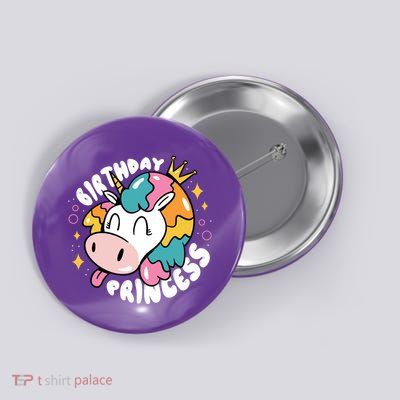 Birthday Princess Unicorn Button