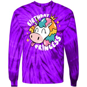 Birthday Princess Unicorn Tie-Dye Long Sleeve Shirt