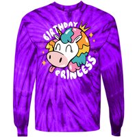 Birthday Princess Unicorn Tie-Dye Long Sleeve Shirt