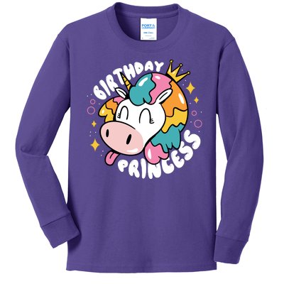 Birthday Princess Unicorn Kids Long Sleeve Shirt