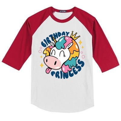 Birthday Princess Unicorn Kids Colorblock Raglan Jersey