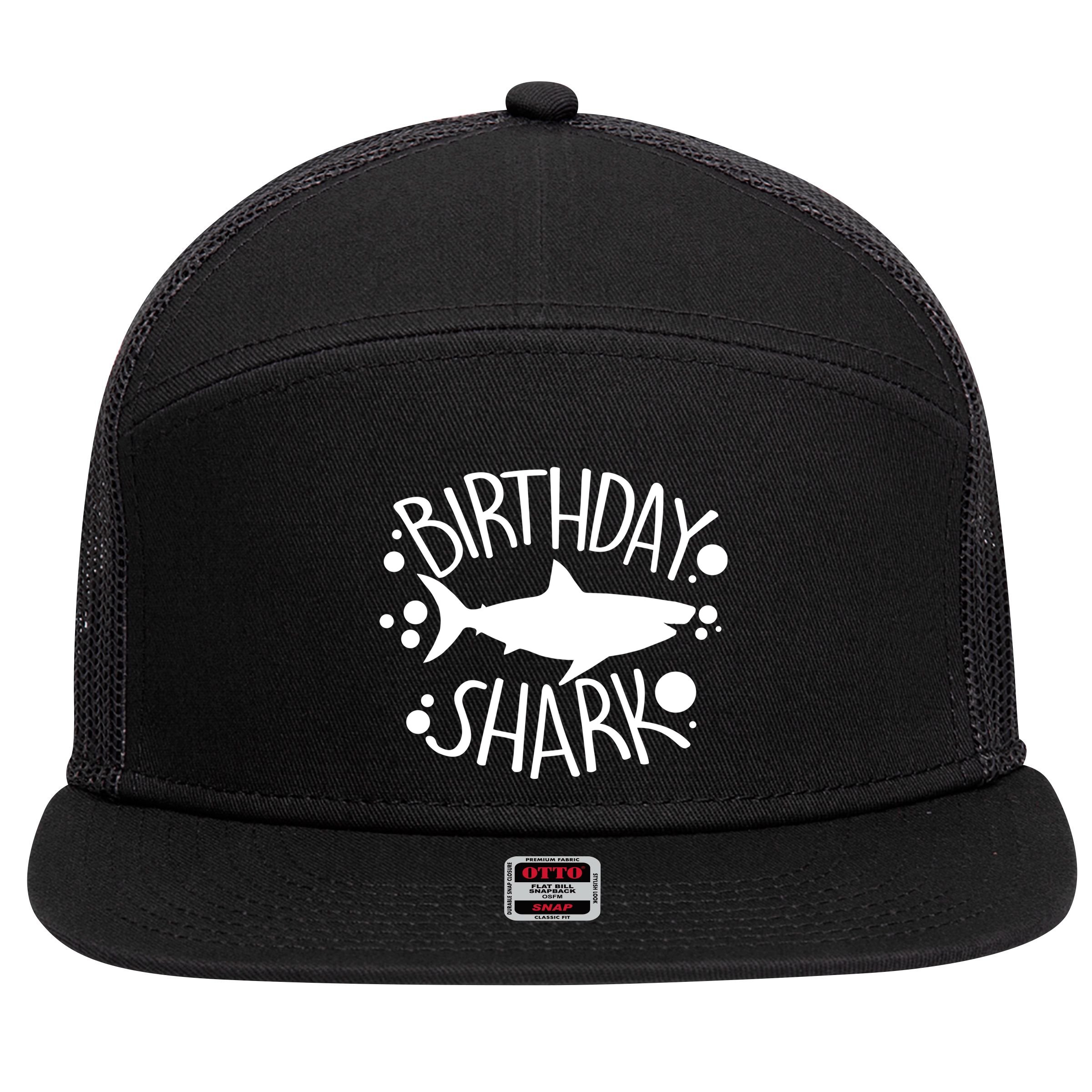 Birthday Shark 7 Panel Mesh Trucker Snapback Hat