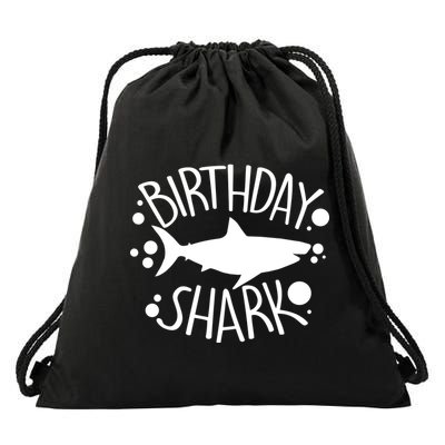 Birthday Shark Drawstring Bag