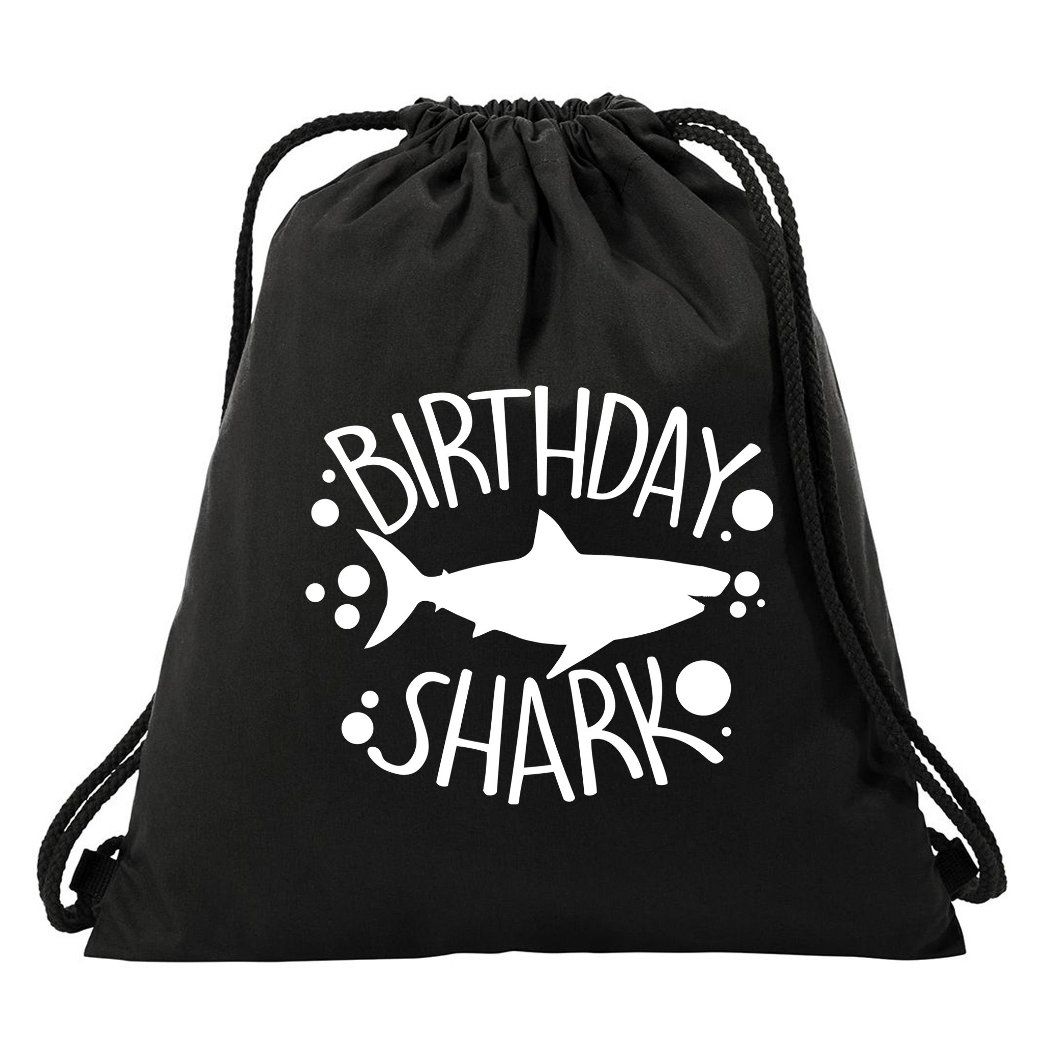 Birthday Shark Drawstring Bag