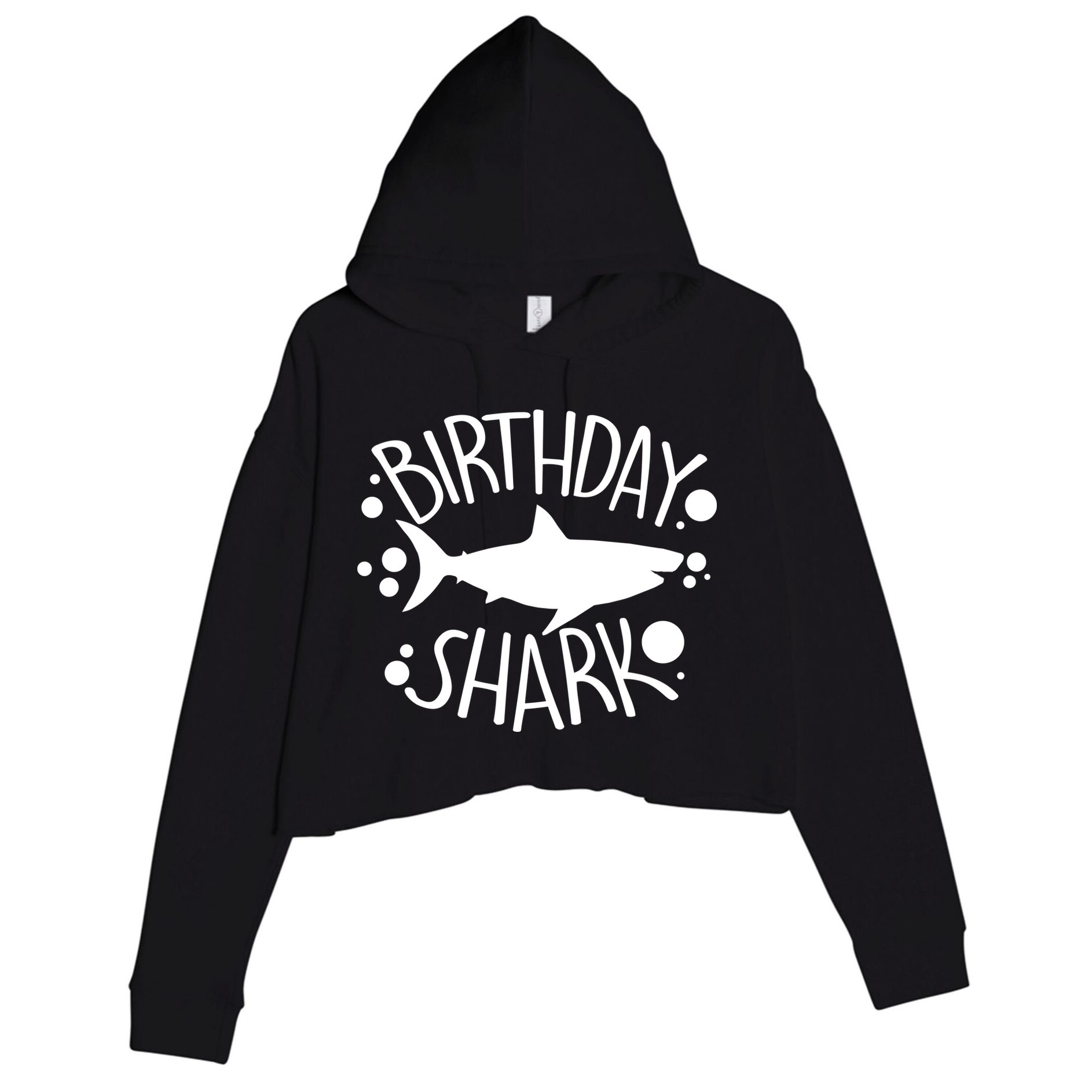 Birthday Shark Crop Fleece Hoodie
