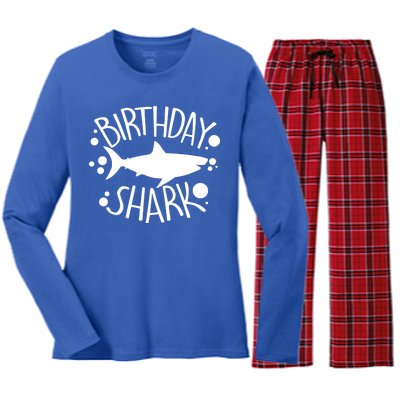 Birthday Shark Women's Long Sleeve Flannel Pajama Set 