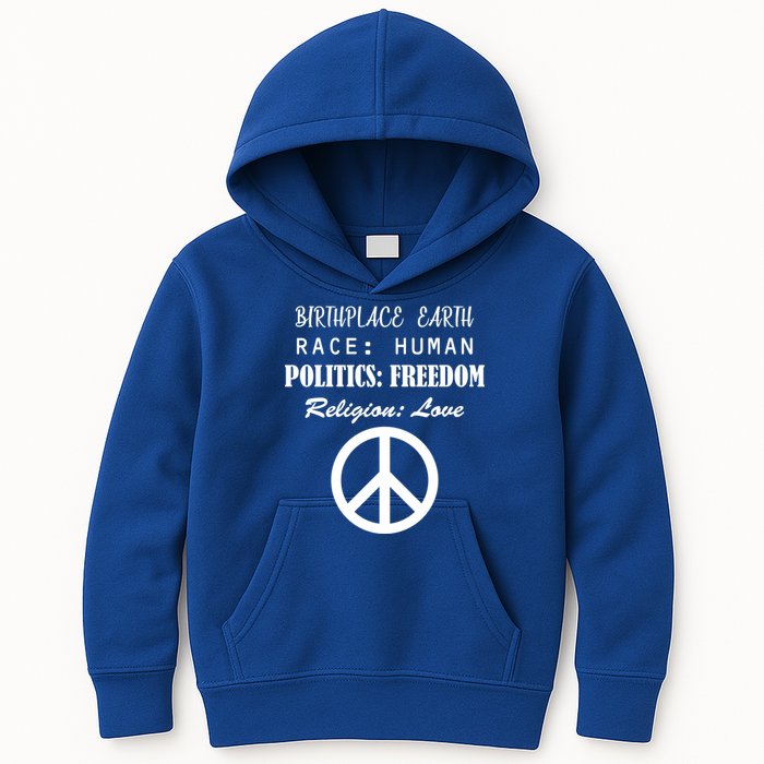 Birthplace Earth Race Human Religion Love Peace Kids Hoodie